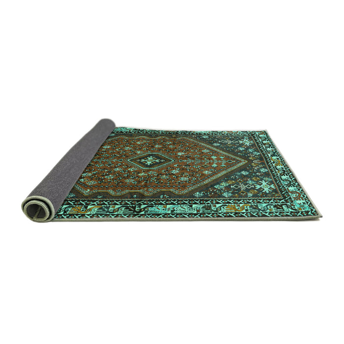 Sideview of Persian Turquoise Traditional Rug, tr817turq