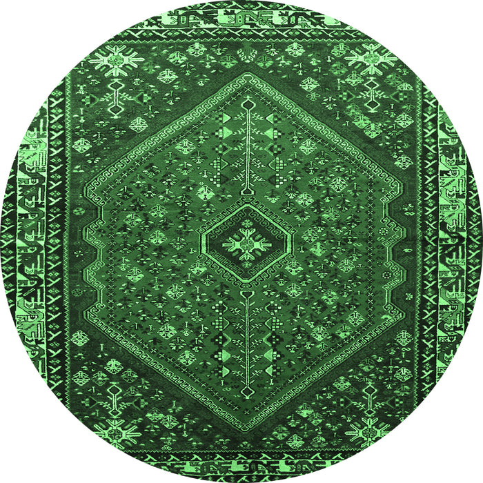 Round Persian Emerald Green Traditional Rug, tr817emgrn
