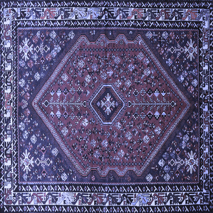 Square Machine Washable Persian Blue Traditional Rug, wshtr817blu