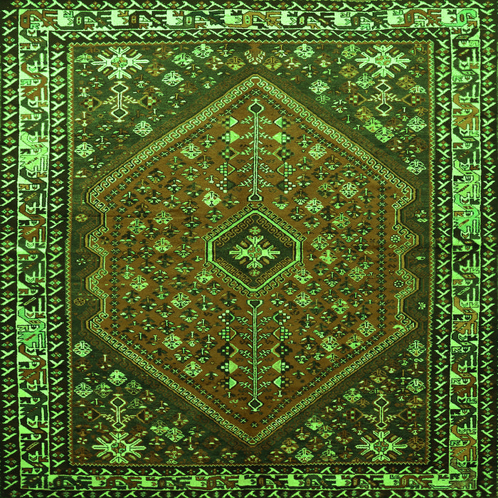 Round Machine Washable Persian Green Traditional Area Rugs, wshtr817grn