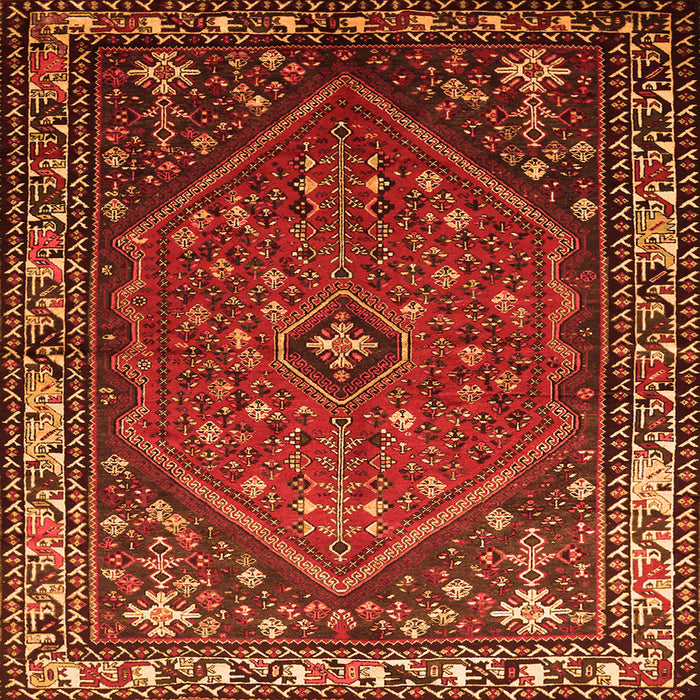 Round Machine Washable Persian Orange Traditional Area Rugs, wshtr817org