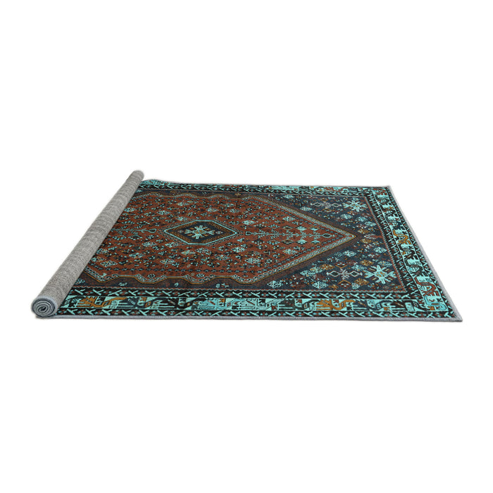 Sideview of Machine Washable Persian Light Blue Traditional Rug, wshtr817lblu