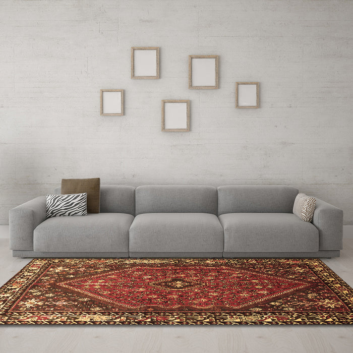 Machine Washable Persian Brown Traditional Rug in a Living Room,, wshtr817brn
