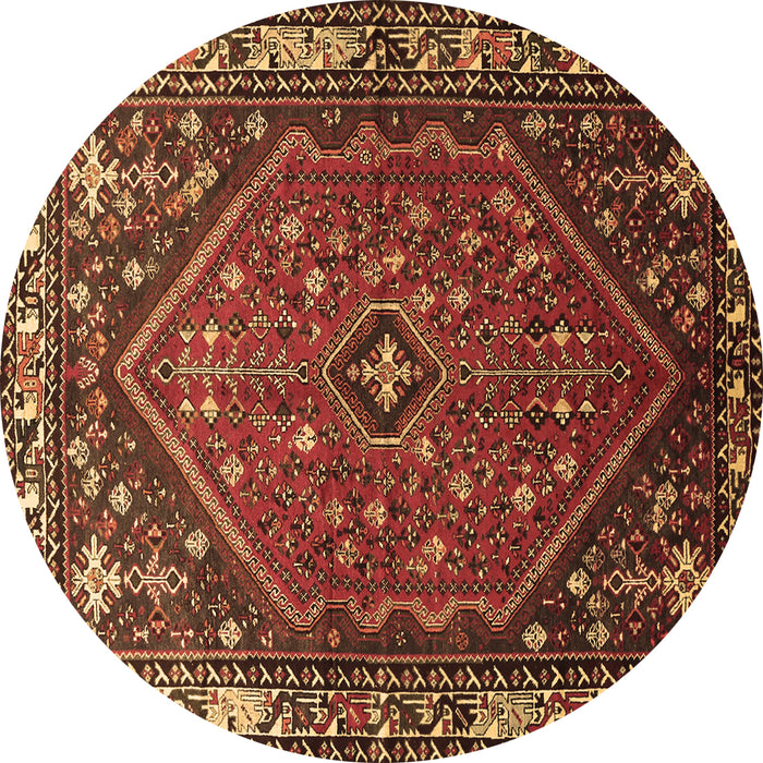 Round Machine Washable Persian Brown Traditional Rug, wshtr817brn