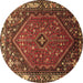 Round Machine Washable Persian Brown Traditional Rug, wshtr817brn