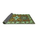 Sideview of Geometric Turquoise Traditional Rug, tr818turq