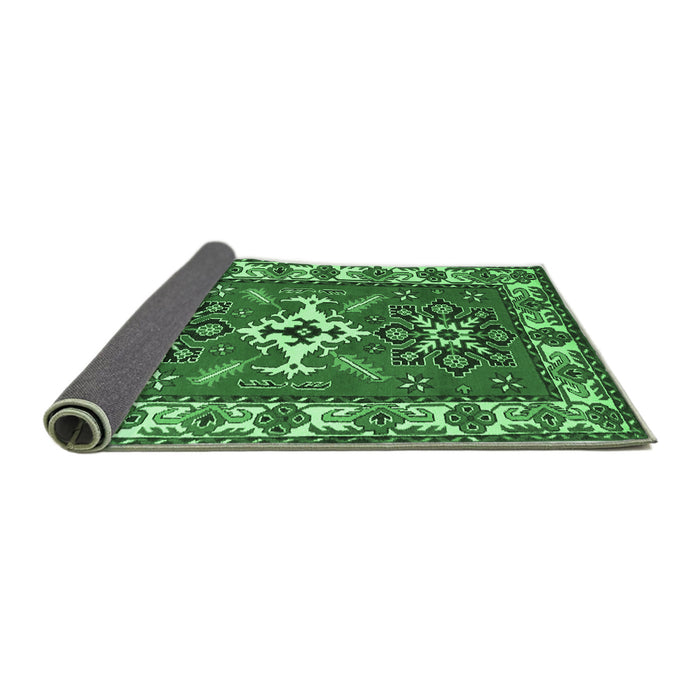 Sideview of Geometric Emerald Green Traditional Rug, tr818emgrn