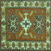 Square Geometric Turquoise Traditional Rug, tr818turq