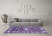 Machine Washable Geometric Blue Traditional Rug in a Living Room, wshtr818blu