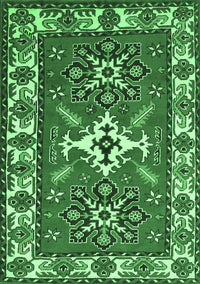 Geometric Emerald Green Traditional Rug, tr818emgrn