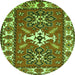 Square Geometric Green Traditional Rug, tr818grn