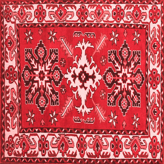 Machine Washable Geometric Red Traditional Rug, wshtr818red