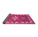 Sideview of Geometric Pink Traditional Rug, tr818pnk