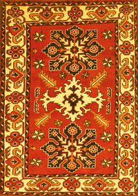 Geometric Yellow Traditional Rug, tr818yw