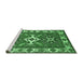 Sideview of Machine Washable Geometric Emerald Green Traditional Area Rugs, wshtr818emgrn