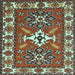 Square Geometric Light Blue Traditional Rug, tr818lblu