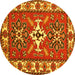 Round Geometric Yellow Traditional Rug, tr818yw