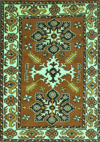 Geometric Turquoise Traditional Rug, tr818turq