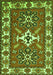 Serging Thickness of Machine Washable Geometric Green Traditional Area Rugs, wshtr818grn