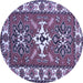 Round Geometric Blue Traditional Rug, tr818blu