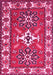 Machine Washable Geometric Pink Traditional Rug, wshtr818pnk