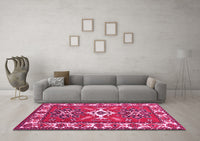 Machine Washable Geometric Pink Traditional Rug, wshtr818pnk