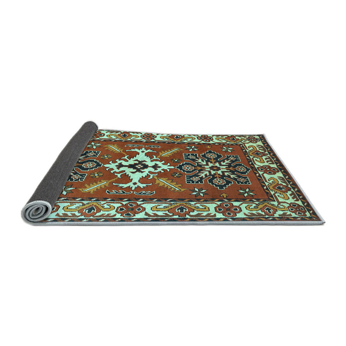 Sideview of Geometric Light Blue Traditional Rug, tr818lblu