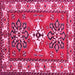 Square Geometric Pink Traditional Rug, tr818pnk