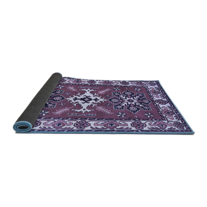 Sideview of Geometric Blue Traditional Rug, tr818blu