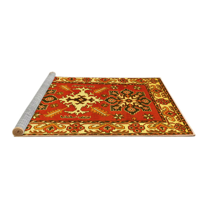 Sideview of Machine Washable Geometric Yellow Traditional Rug, wshtr818yw