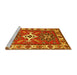 Sideview of Machine Washable Geometric Yellow Traditional Rug, wshtr818yw