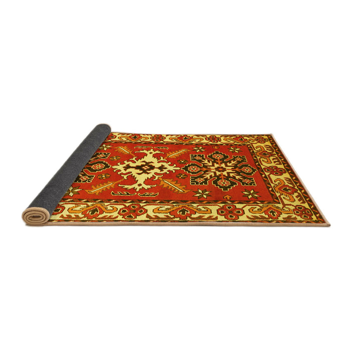 Sideview of Geometric Yellow Traditional Rug, tr818yw