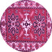 Round Geometric Purple Traditional Rug, tr818pur