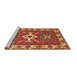 Sideview of Machine Washable Geometric Brown Traditional Rug, wshtr818brn