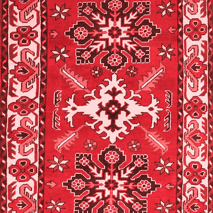 Machine Washable Geometric Red Traditional Rug, wshtr818red