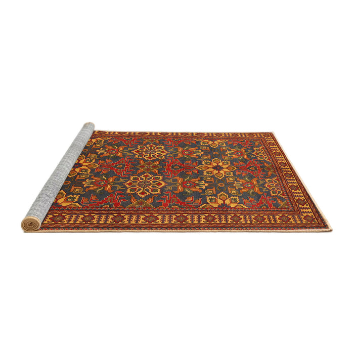 Sideview of Machine Washable Traditional Light Brown Rug, wshtr819