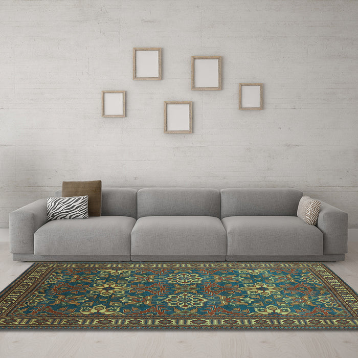 Machine Washable Persian Light Blue Traditional Rug in a Living Room, wshtr819lblu