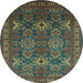 Round Persian Light Blue Traditional Rug, tr819lblu