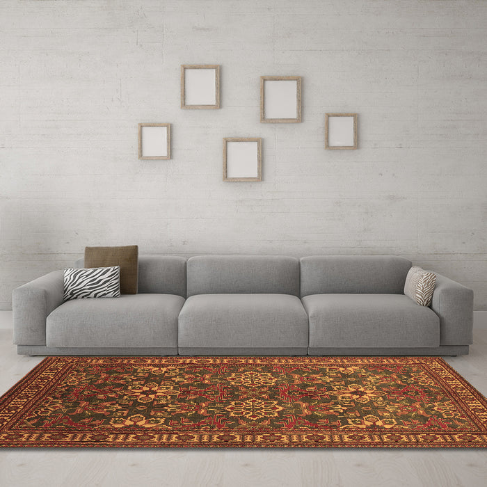 Machine Washable Persian Brown Traditional Rug in a Living Room,, wshtr819brn