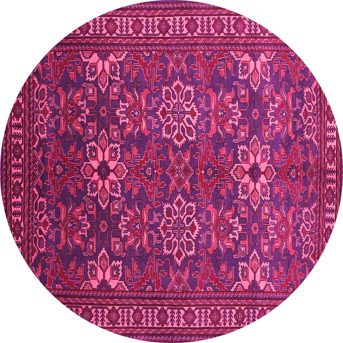 Round Machine Washable Persian Pink Traditional Rug, wshtr819pnk