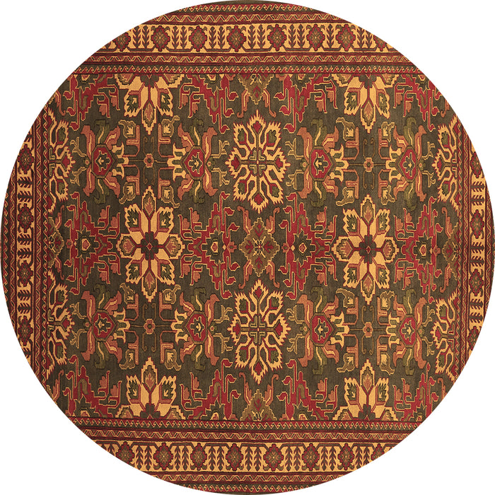 Round Machine Washable Persian Brown Traditional Rug, wshtr819brn