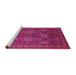 Sideview of Machine Washable Persian Pink Traditional Rug, wshtr819pnk