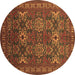Round Persian Brown Traditional Rug, tr819brn