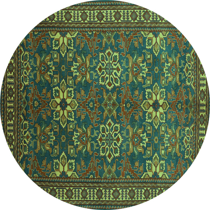 Round Persian Turquoise Traditional Rug, tr819turq