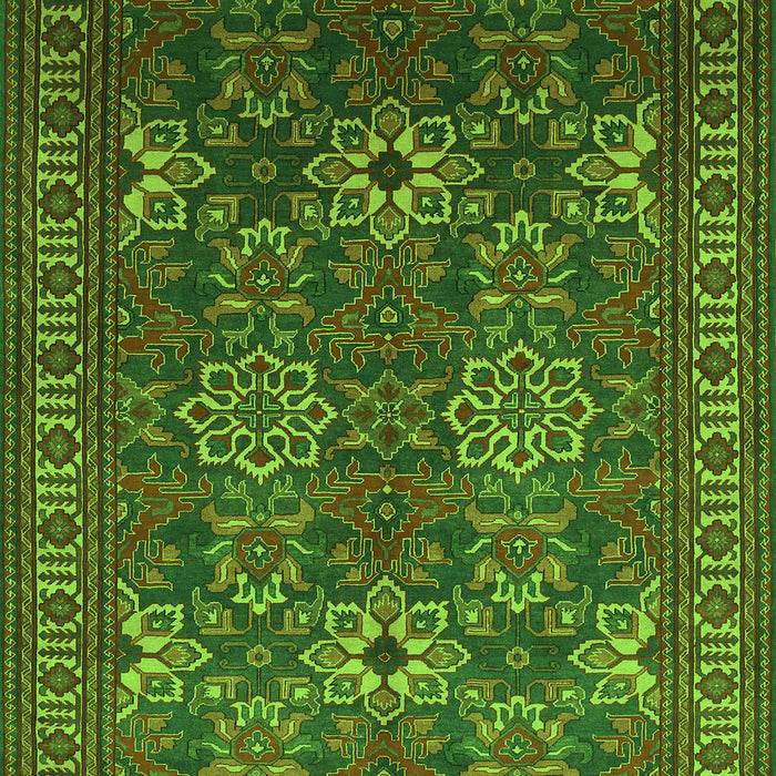 Serging Thickness of Machine Washable Persian Green Traditional Area Rugs, wshtr819grn