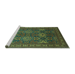 Sideview of Machine Washable Persian Turquoise Traditional Area Rugs, wshtr819turq