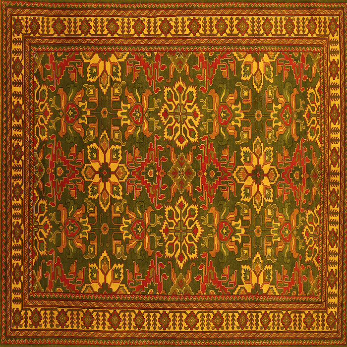 Square Persian Yellow Traditional Rug, tr819yw