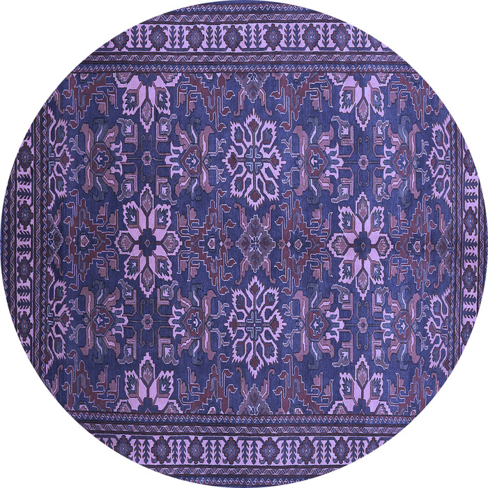 Round Machine Washable Persian Blue Traditional Rug, wshtr819blu