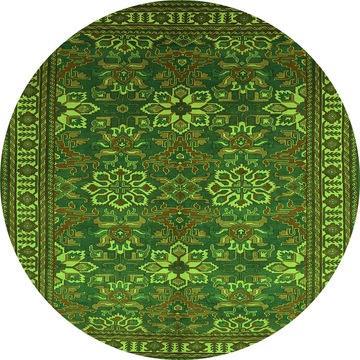 Square Persian Green Traditional Rug, tr819grn