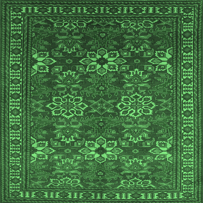 Square Machine Washable Persian Emerald Green Traditional Area Rugs, wshtr819emgrn